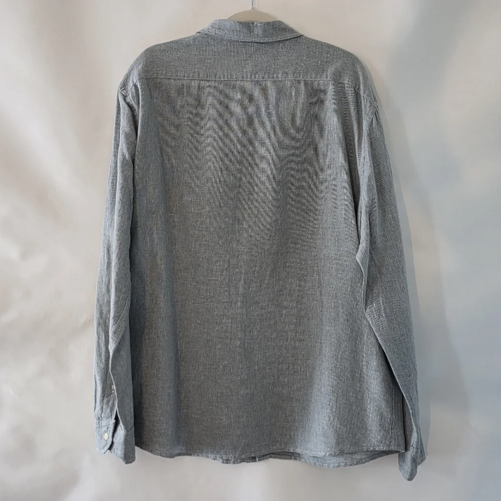 Banana‎ Republic Linen Cotton Shirt Size XL Untucked Fit Long Sleeve Button-up